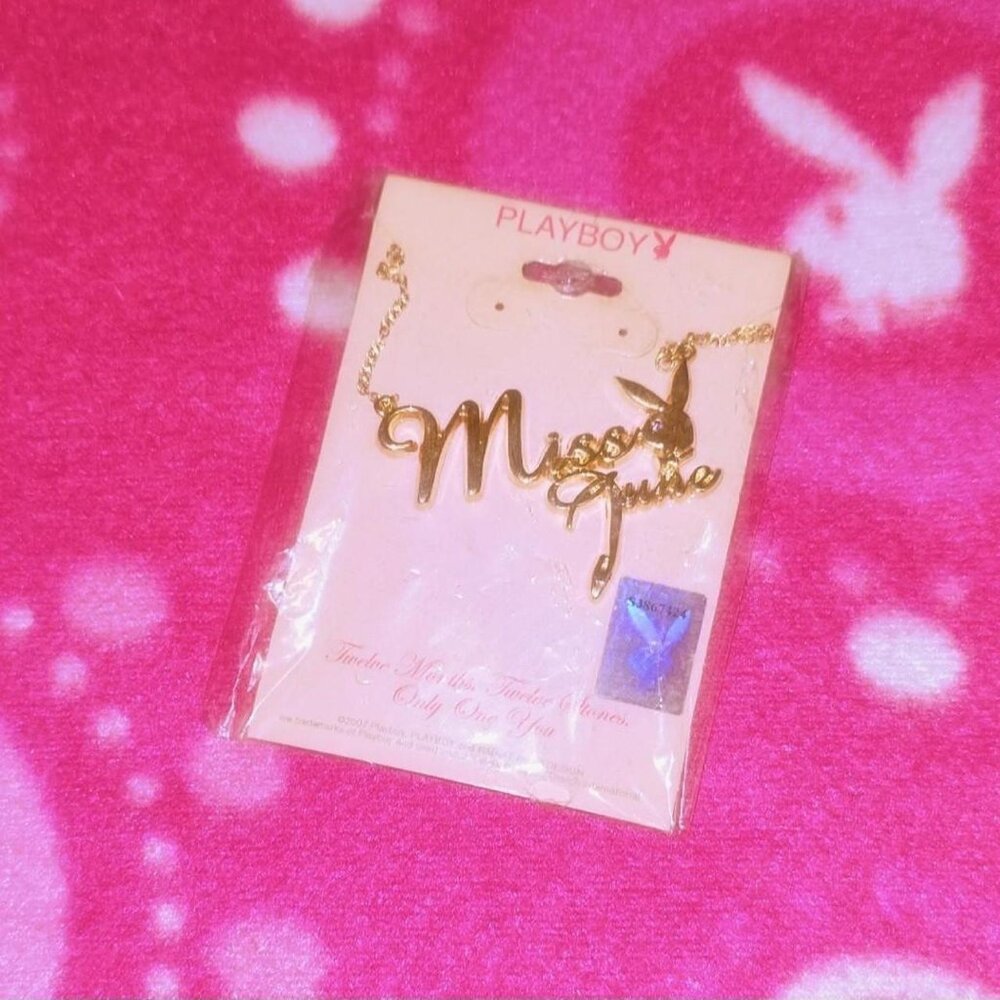 SEALED Rare Playboy Playmate Of The Month Gold Necklace - Miss June